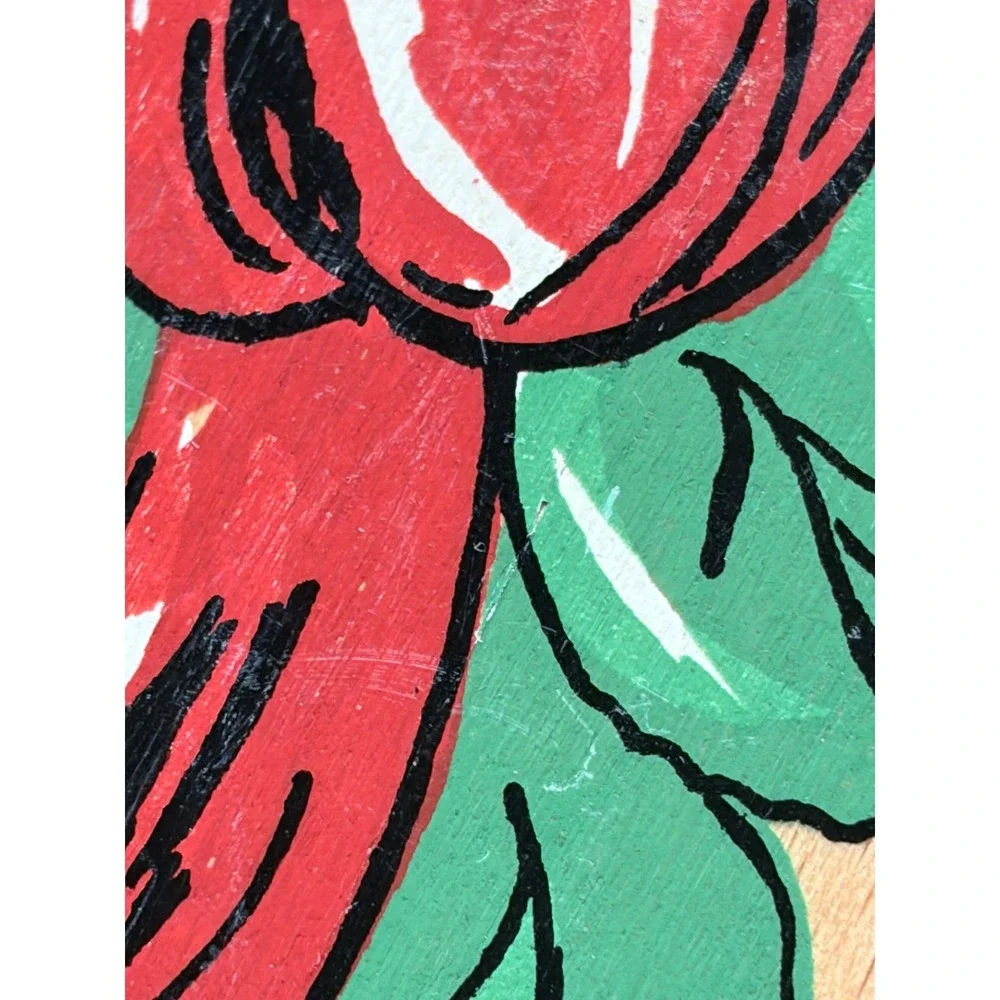 Vintage Wooden Cutting Board Hand Painted Red Bell Pepper Kitchen Decor Handle